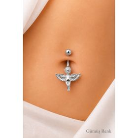 Sacce Scarves & Accessories Gümüş Çelik Melek Figürlü Göbek Piercing