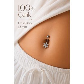Sacce Scarves & Accessories Lotus Çiçek Motifli Paslanmaz Çelikten Zarif Tasarımlı Göbek Piercing