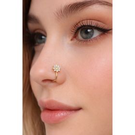Sacce Scarves & Accessories Mini Çiçek Sıkıştırmalı Hızma Gold Mini Çiçek Sıkıştırmalı Kıkırdak Küpesi