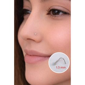 Sacce Scarves&Accessories 316 L Çelik 1.5 mm Tektaş Arkası Kıvrımlı Düşmeyen Burun Piercingi Hızma