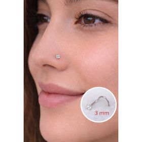 Sacce Scarves&Accessories 316 L Çelik 1.5 mm Tektaş Arkası Kıvrımlı Düşmeyen Burun Piercingi Hızma