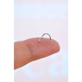 Sacce Scarves&Accessories 316 L Çelik 1.5 mm Tektaş Arkası Kıvrımlı Düşmeyen Burun Piercingi Hızma