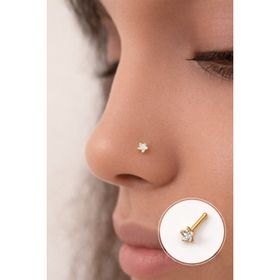 Sacce Scarves&Accessories 316 L Çelik 3 mm Yıldız Tektaş Hızma Burun Gold Renk Piercing