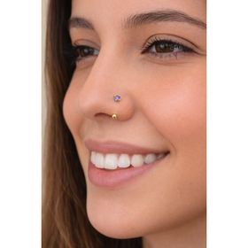Sacce Scarves&Accessories 316 L Çelik Smiley Hızma Burun Hologram Renk Taşlı Piercing