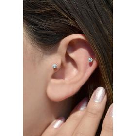 Sacce Scarves&Accessories 6 mm Gold Çelik Top Uçlu Taşlı Tragus Helix Kıkırdak Piercing