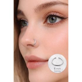 Sacce Scarves&Accessories 8 mm 316 L Çelik Düz Halka Model Gümüş Renk Hızma