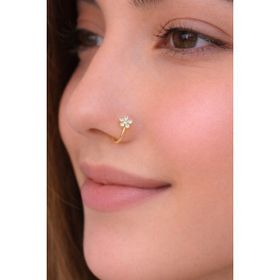 Sacce Scarves&Accessories 925 Ayar Gümüş Delik Gerektirmeyen Çiçekli Sıkıştırmalı Hızma