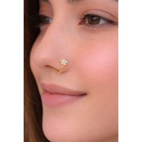 Sacce Scarves&Accessories 925 Ayar Gümüş Delik Gerektirmeyen Çiçekli Sıkıştırmalı Hızma