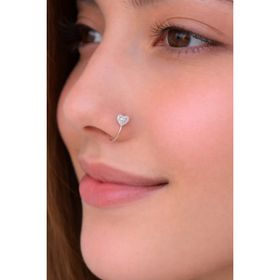 Sacce Scarves&Accessories 925 Ayar Gümüş Delik Gerektirmeyen Kalpli Sıkıştırmalı Hızma