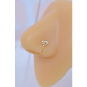 Sacce Scarves&Accessories 925 Ayar Gümüş Delik Gerektirmeyen Kalpli Sıkıştırmalı Hızma