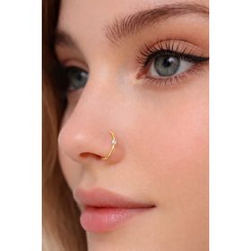 Sacce Scarves&Accessories 925 Ayar Gümüş Gold Kaplı Zirkon Tektaş Halka Hızma