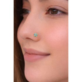 Sacce Scarves&Accessories 925 Ayar Gümüş Taşlı Firuze Mavi Renkli Çiçek Gold Hızma