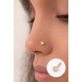 Sacce Scarves&Accessories ACDNSTZ9 316 L Çelik 3 Mm Kalp Tektaş Burun Piercingi Gold Hızma