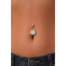 Sacce Scarves&Accessories Altın Renkli Zirkon Taşlı Çiçek Taşlı Çelik Göbek Piercing