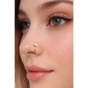 Sacce Scarves&Accessories Baget Taşlı Sıkıştırmalı Gold Baget Taşlı Sıkıştırmalı Kıkırdak Küpesi Hızma