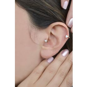 Sacce Scarves&Accessories Beyaz Kalpli Halka Tragus Kıkırdak Küpesi Piercing