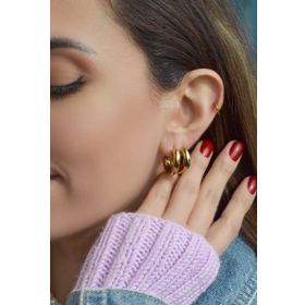 Sacce Scarves&Accessories Bombeli Çelik Halka Gold Küpe