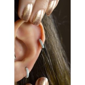 Sacce Scarves&Accessories Bombeli Taşlı Tragus Helix Kıkırdak Lob Gümüş Renkli Halka Piercing