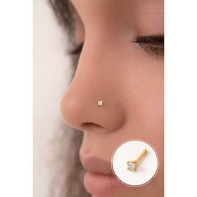 Sacce Scarves&Accessories BPQTV369 316 L Çelik 2 mm Tektaş Hızma Burun Gold Piercing