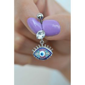 Sacce Scarves&Accessories Çelik Multicolor Firuzeli Nazar Göz Göbek Gümüş Renkli Piercing