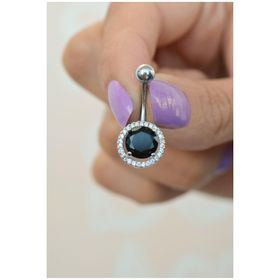 Sacce Scarves&Accessories Çelik Siyah Taşlı Göbek Gümüş Renk Piercing