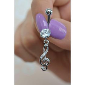 Sacce Scarves&Accessories Çelik Sol Anahtarı Göbek Gümüş Renk Piercing