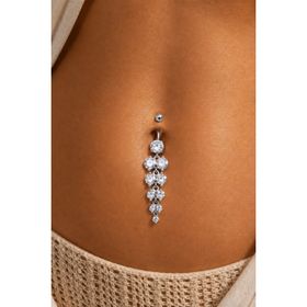 Sacce Scarves&Accessories Çelik Su Yolu Işık Seli Sallantılı Göbek Gümüş Renkli Piercing