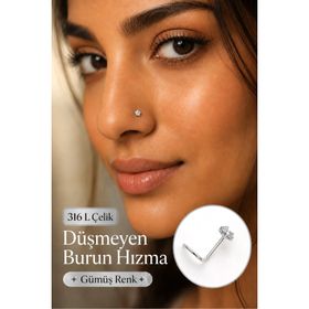 Sacce Scarves&Accessories Çiçek Model Düşmeyen Kıvrımlı Çelik Burun Hızması