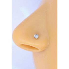Sacce Scarves&Accessories DKSTYZ78 316 L Çelik 3 Mm Kalp Tektaş Burun Piercingi Gümüş Renk Hızma