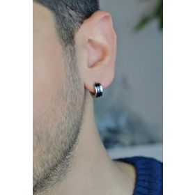 Sacce Scarves&Accessories Erkek Çelik İki Renkli Halka Tekli Küpe