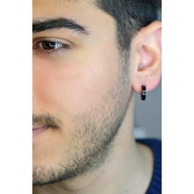 Sacce Scarves&Accessories Erkek Deliksiz Çelik Halka Siyah Tekli Küpe