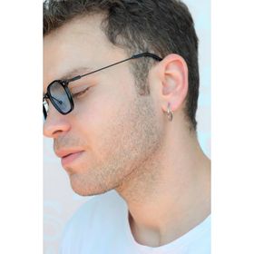 Sacce Scarves&Accessories Erkek Gümüş Renk Çelik Halka 20 mm Büyük Boy Küpe