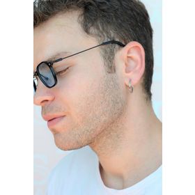 Sacce Scarves&Accessories Erkek Gümüş Renk Çelik Halka 20 mm Büyük Boy Küpe