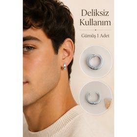 Sacce Scarves&Accessories Erkek Sıkıştırmalı Deliksiz Çelik Halka Tekli Küpe