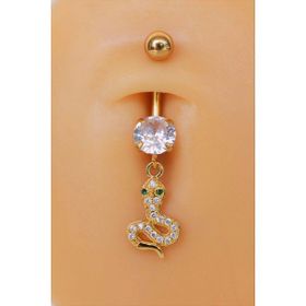 Sacce Scarves&Accessories FGKRSTU8 Çelik Yılan Figürlü Göbek Gold Piercing
