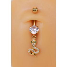 Sacce Scarves&Accessories FGKRSTU8 Çelik Yılan Figürlü Göbek Gold Piercing