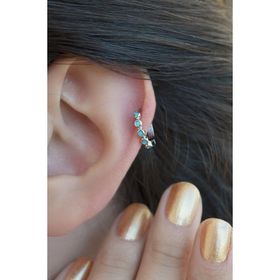 Sacce Scarves&Accessories Firuze Halka Helix Kıkırdak Küpesi Gümüş Renk Piercing
