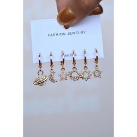 Sacce Scarves&Accessories Gezegen Yıldız Ay Güneş Galaksi Seti 6 Parça Küpe
