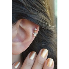 Sacce Scarves&Accessories Gold Çiçek Sallantılı Helix Kıkırdak Piercing