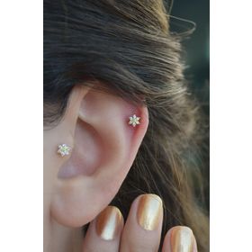 Sacce Scarves&Accessories Gold Mini Çiçek Tragus Helix Kıkırdak Piercing