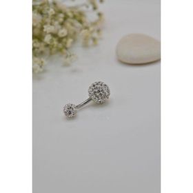 Sacce Scarves&Accessories Gümüş Renk Işıltılı Top Çelik Göbek Piercing
