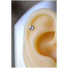 Sacce Scarves&Accessories Gümüş Renk Kalp Şekilli Tektaş Çelik Helix Kıkırdak Lob 8 mm Piercing
