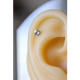 Sacce Scarves&Accessories Gümüş Renk Kalp Şekilli Tektaş Çelik Helix Kıkırdak Lob 8 mm Piercing