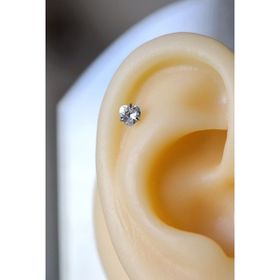 Sacce Scarves&Accessories Gümüş Renk Kalp Şekilli Tektaş Çelik Helix Kıkırdak Lob 8 mm Piercing