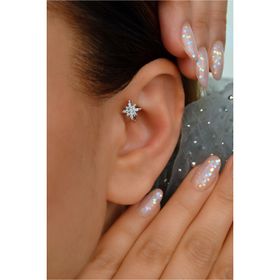 Sacce Scarves&Accessories Gümüş Renk Kuzey Yıldızı Halka Tragus Helix Kıkırdak Üst Lob Piercing