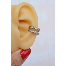 Sacce Scarves&Accessories Gümüş Renkli İki Sıralı Taşlı Earcuff Sıkıştırmalı Kıkırdak Küpe
