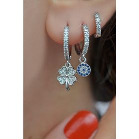 Sacce Scarves&Accessories Gümüş Renkli Yonca Detaylı Üçlü Seti Küpe