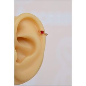 Sacce Scarves&Accessories Halka Model Kırmızı Renk Mini Yıldızlı Tragus Helix Piercing