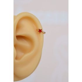 Sacce Scarves&Accessories Halka Model Kırmızı Renk Mini Yıldızlı Tragus Helix Piercing