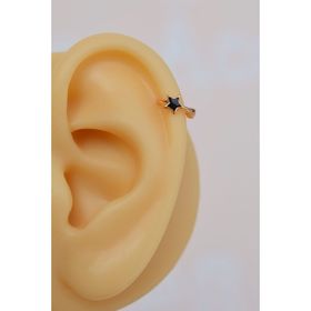Sacce Scarves&Accessories Halka Model Siyah Renk Mini Yıldızlı Tragus Helix Piercing